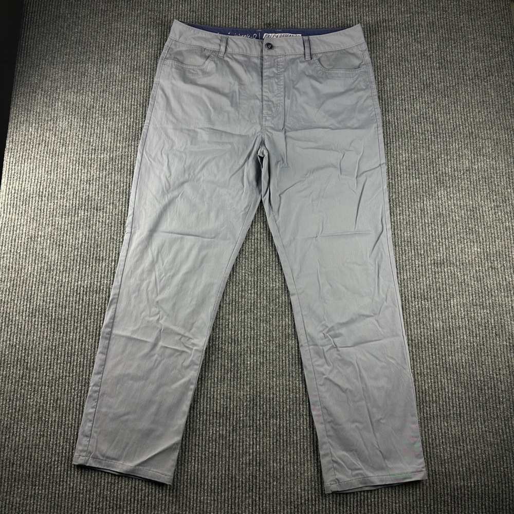 Johnnie-O Mens Prep-Formance Blue Gray 5-Pocket Pants 36x30 Bamboo Blend Stretch
